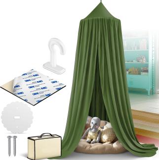 KIDIZ® Baldachin Kinderzimmer Betthimmel babybett für Schlafzimmer Inkl. Aufbewahrungstasche | ohne Bohren | Saumlänge ca. 270cm | Moskitonetz Insektenschutz Kinder Spielzelte Khaki