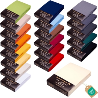 AVANTGARDE Premium Spannbettlaken - 140x200-160x220-40cm Steg - auch für Boxspringbett & Wasserbett - Spannbetttuch - sehr Gute ca. 170g/m² - Bettlaken 100% Jersey Baumwolle, Oeko-TEX (02 Natur)