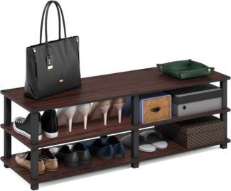 Furinno Turn-S-Tube No Tools 3-stufiges, Regal, Schuhregal, Dunkle Kirsche / Schwarz, 119. 9 (Breite) x 39. 1 (Höhe) x 29. 5 (Tiefe) cm