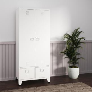 Kleiderschrank Hankasalmi mit 2 Schubladen 180x90x40 cm Weiß [en. casa]