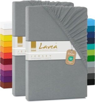 2er Set Spannbettlaken - Serie Maya Doppelpack Spannbetttuch für Matratzen bis 20cm - 90x200 cm | 100x200 cm, Mittelgrau, 100% Baumwolle, hochwertige Verarbeitung, mit Gummizug