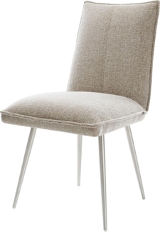 Esszimmerstuhl Lelio-Flex Webstoff Soft Beige 4-Fuß konisch Edelstahl Taschenfederkern