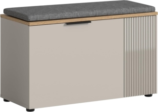 xonox. home – Sitzbank Slide 80 x 48 x 36 cm inkl. Sitzkissen in Kaschmir Nachbildung und Evoke Oak matt – Bequeme Garderobenbank mit Stauraum – wohnlich, modern & pflegeleicht