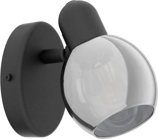 Eglo 98624 Spotleuchte POLLICA Rauchglas schwarz-transparent E14 1X28W L:6,5cm H:10,5cm dimmbar