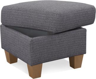 Cavadore Hocker Ammerland / Stauraumhocker mit Holzfüßen, als Fußhocker oder Beistellhocker / 58 x 48 x 58 / Strukturstoff, Grau