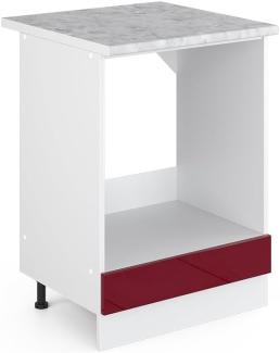 Vicco Küchenschrank R-Line Hängeschrank Unterschrank Küchenzeile Küchenunterschrank Arbeitsplatte, Möbel verfügbar in 6 Dekoren (Bordeaux mit Arbeitsplatte, Herdumbauschrank 60 cm)