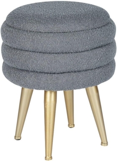 Vente-unique - Niedriger Hocker mit Stauraum - Bouclé-Stoff & goldfarbenes Metall - Grau - ESDALO