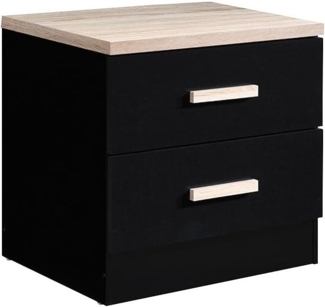 Vente-unique - Nachttisch mit 2 Schubladen - Schwarz & Natur - SKAIDO