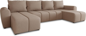 Wohnlandschaft Cleo U mit Schlaffunktion - U-Form Couch, Ecksofa mit Bettkasten, Couchgranitur mit Bettfunktion, Polsterecke, Big Sofa (Beige (Soro 23))