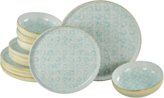 CreaTable, 24086, Serie Uno Emiliana Blau, 12-tlg Geschirrset für 4 Personen Blau