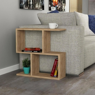 Dmora - Wohnzimmertisch Polyh, Niedriger Wohnzimmertisch, Kaffeeregal, Couchtisch für Sofa, 60x20h60 cm, Eiche