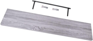 Velano - Bücherregal Wand - Wandregal 118x23.5 cm - Regal Wand - Schweberegal - Hängeregal - Regalbrett - Grau Eiche - Küchenregal - Bücherregal Kinder - Deko Wohnzimmer - Gewürzregal Wand