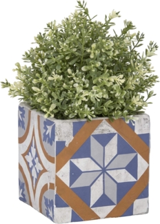 esschert design Blumentopf, Blumentopf Portugiesische Kacheln Beton 13,5x13,5xH13cm