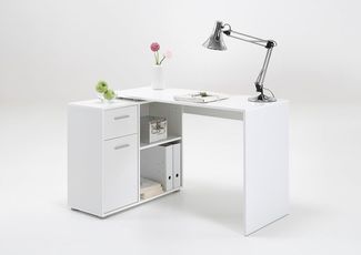 'Albrecht' Schreibtisch mit Kommode, Weiß, 117 x 74 x 83 cm