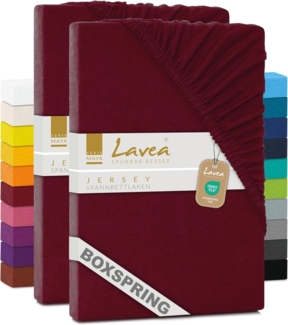 Lavea Spannbettlaken Maya, in Gr. 60x140, 90x200, 120x200, 140x200, 180x200 oder 200x220 cm, Baumwolle, Gummizug: rundum, (2 Stück), Jersey Spannbetttuch für Topper, Boxspring- und Wasserbetten