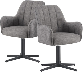 DUBI Möbel Armlehnstuhl Thomas, X-Gestell 360° drehbar mit Rückholfunktion 2er-Set