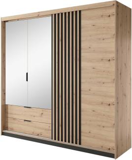 Kleiderschrank Tally Drehtürenschrank 220x60x210cm Artisan Eiche anthrazit 3-türig