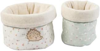 Nattou Aufbewahrungs-Körbe aus Baumwolle und Velours, Igel Zoë, 2er Set, Ø 20 cm, Mila, Zoë und Lana, Hellgrün