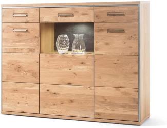 Highboard Esma 2 Eiche bianco 154x121x39 cm Schrank Beleuchtung