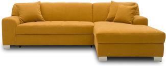 DOMO. collection Capri Ecksofa | Eckcouch in L-Form mit Schlaffunktion, Polsterecke Schlafsofa, mango gelb, 239x152x75 cm