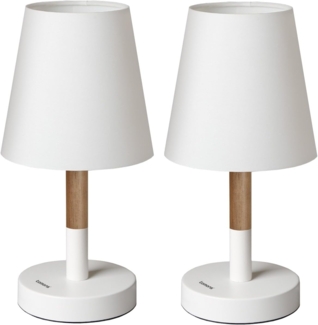 Tomons LED Tischleuchte 2er Set Pack Nachttischlampe, Tischlampe aus Holz, LED fest integriert