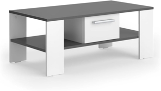Vicco Couchtisch Anthrazit/Weiß 89.8x46.4 cm mit Schublade, Wilmut