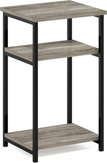 Furinno Beistelltisch mit Metallrahmen und Ablageflächen, Holzwerkstoff, französische Eiche, 1-Pack