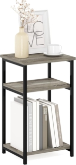 Furinno Beistelltisch mit Metallrahmen und Ablageflächen, Holzwerkstoff, französische Eiche, 1-Pack