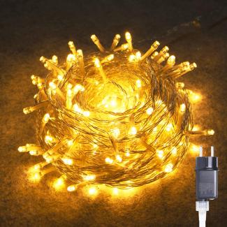 GlobaLink 10M LED Lichterkette Außen, 100LEDs Lichterkette Warmweiß Strom mit 8 Modi IP44 Wasserdicht Weihnachtsbeleuchtung innen für Balkon, Garten, Geländer, Weihnachten, Innen, Außen Dekoration