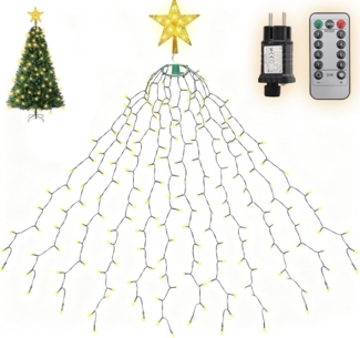 Salcar LED-Lichterkette LED Lichterkette Weihnachtsbaum mit Ring weihnachtsbaumbeleuchtung, Fernbedienung 2m 430 LED mit 12 Girlanden mit Baumspitze-Stern