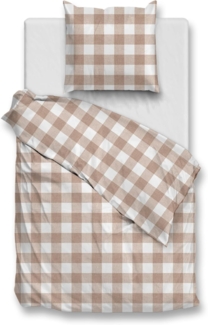 Zo! Home Cotton Bettwäsche 155x220 Quattro di Lino Sandy beige weiß Karo