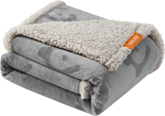 Feandrea wasserdichte Hundedecke, Sherpa Fleece Haustier Decke für kleine und mittelgroße Hunde, Katzen, 127 x 101 cm, L, maschinenwaschbar, beidseitiger Sofabezug-Schutz, grau PPB050G01