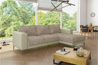 Stylefy Aversa Ecksofa Strukturstoff BERLIN Kunstleder MADRYT Hellbraun Beige Rechts