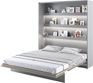 MEBLINI Schrankbett Bed Concept - BC-13 - 180x200cm Vertikal - Grau Matt mit Matratze - Wandbett mit Lattenrost - Klappbett mit Schrank - Wandklappbett - Murphy Bed - Bettschrank