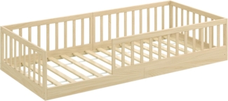 CADANI Kinderbett CADANI Timi Kinderbett Montessori Bodenbett (Rausfallschutz abnehmbar), Bodenbett mit Roll-Lattenrost