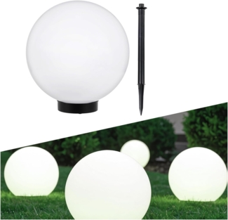 Green Blue GB166 Außensolarlampe Solarkugel Solarleuchte LED Leuchtkugel Garten Beleuchtung (Weiß, 25cm)
