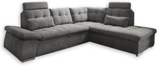 Ecksofa Couch NALO Sofa Schlafcouch Bettsofa braun-schwarz (stone) L-Form rechts