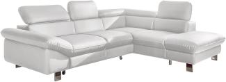 Mivano Ecksofa Driver in modernem Design / Ledersofa in L-Form mit Ottomane rechts / Inkl. verstellbare Kopfstützen / 266 x 73 x 214 / Kunstleder weiß