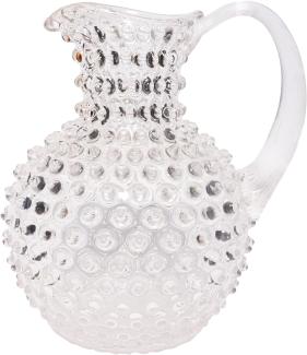 CHEHOMA - Glaskaraffe mit Diamantspitzen-Dekor und breitem Henkel - Transparent und Robust verarbeitet - 2 Liter Wasserkrug oder Tischvase - Höhe: 23 cm - Stilvolle Tischkultur & Deko-Accessoire