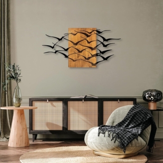 dekoratives Wandaccessoire aus Holz, 'MA', 70 x 3 x 140, Nussbaum, Schwarz