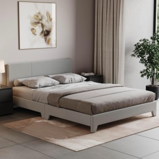 Vida Designs Victoria Bett, Bettgestell, Polsterstoff, Kopfteil, Schlafzimmermöbel (Doppelbett (4 Fuß), Hellgraues Leinen)