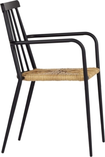 4x Evira Gartenstuhl stapelbar schwarz natur Polyrattan Garten Möbel Stuhl