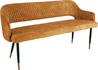 riess-ambiente Sitzbank PARIS 160cm senfgelb / schwarz (Einzelartikel, 1-St), Esszimmer · Samt · Metall · Rückenlehne · Schlafzimmer · Retro Design