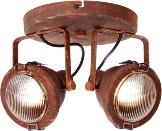 BRILLIANT Lampe Bentli Spotrondell 2flg rostfarbend | 2x PAR51, GU10, 7W, geeignet für Reflektorlampen (nicht enthalten) | Köpfe schwenkbar