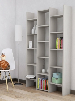 Dmora - Bücherregal Sulu, Büroregal, Mobiler Buchhalter, Bibliothek, Made in Italy, 91x28h180 cm, Hellgrau