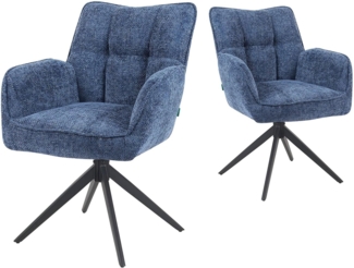 DUBI Möbel Drehstuhl Mika-Enya 2er-Set, Federkern, pulverbeschichtet, 360° drehbar im 2er-Set