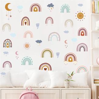 Regenbogen Wandtattoo, Wolke, Regenbogen DIY Kinderzimmer Wandsticker, Groß Wandaufkleber für Mädchen Junge Babyzimmer Kinderzimmer Wanddeko (B)