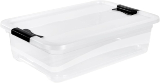 keeeper Aufbewahrungsbox mit Deckel und Schiebeverschluss, 59,5 x 39,5 x 17 cm, 28 l, Cornelia, Transparent
