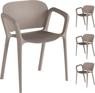 Outsunny Gartenstuhl 4er Set, aus Kunststoff, mit Armlehne, Rückenlehne, stapelbar (wetterfest Gartenstühle, 4 St), bis 120 kg belastbar Gartenmöbel für Hinterhof, Garten, Balkon Grau