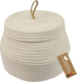 HMF Aufbewahrungskorb Aufbewahrungskorb Badezimmer rund, Korb mit Deckel aus Baumwolle, Hoch, 25,5 x 19 cm, Creme